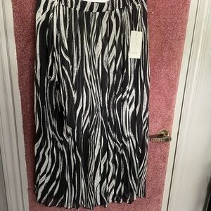 Joie Black and White Zebra Print Maxi Skirt with Belt